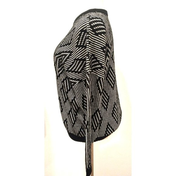 DOMANI Vintage Black White and Metallic Diamond Pattern Knit Sweater XL - Picture 4 of 11